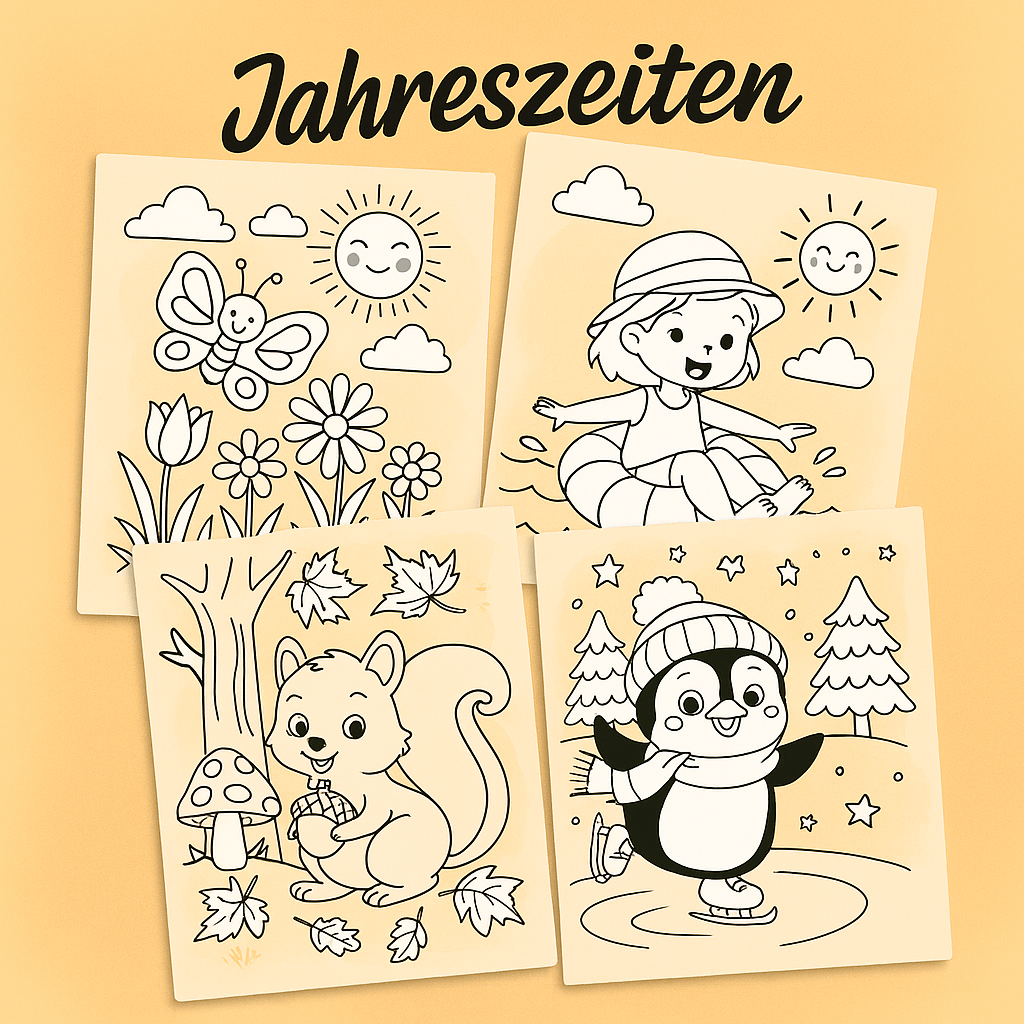 Kostenlose Ausmalbilder für Kinder zu Frühling, Sommer, Herbst und Winter – jetzt ausdrucken und losmalen